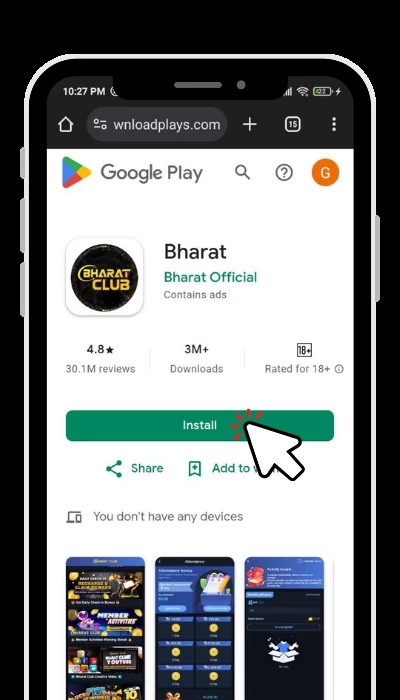 Historical Bharat Club app illustration on mobile phone