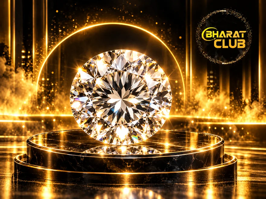 Illustration of a round diamond with Bharat Club branding