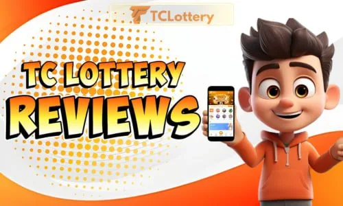 A man holding a cellphone is showing a review of TC Lottery games.