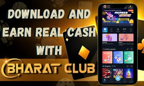 A cellphone showing how to download the Bharat Club app to earn money.