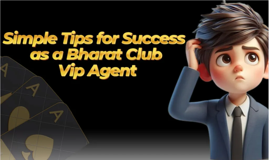 A picture of a man explaining the step-by-step success guide for becoming a Bharat Club VIP Agent.