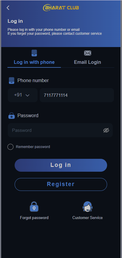 A picture of a chart showing how to log in or sign in to Bharat Club in order to use the Bharat Club colour prediction tool.